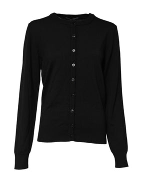 Dolce & Gabbana Schwarzer Strickpullover mit Rundhalsausschnitt aus Wolle