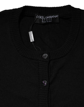 Dolce & Gabbana Schwarzer Strickpullover mit Rundhalsausschnitt aus Wolle