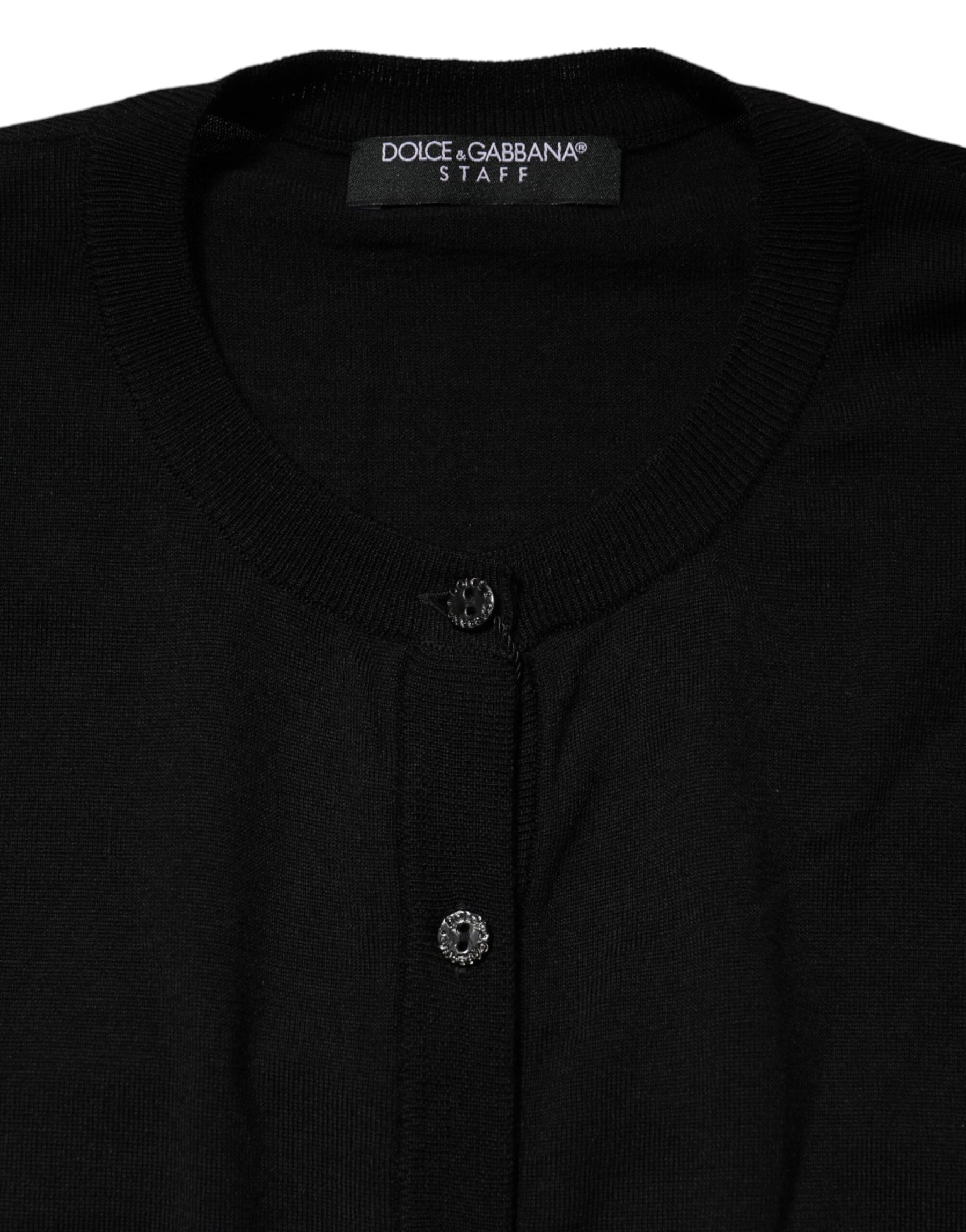 Dolce & Gabbana Schwarzer Strickpullover mit Rundhalsausschnitt aus Wolle
