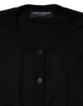 Dolce & Gabbana Schwarzer Strickpullover mit Rundhalsausschnitt aus Wolle