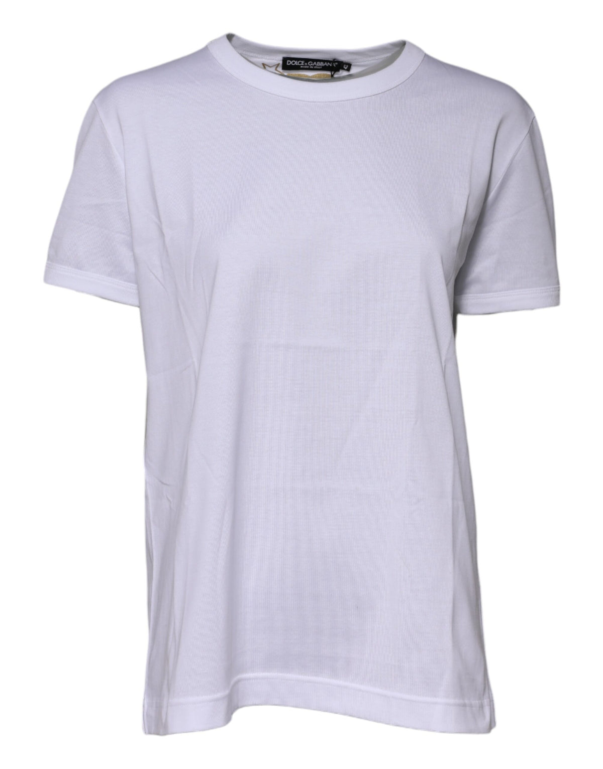 Dolce & Gabbana Weißes T-Shirt mit Rundhalsausschnitt aus Baumwolle Goodluck 2022