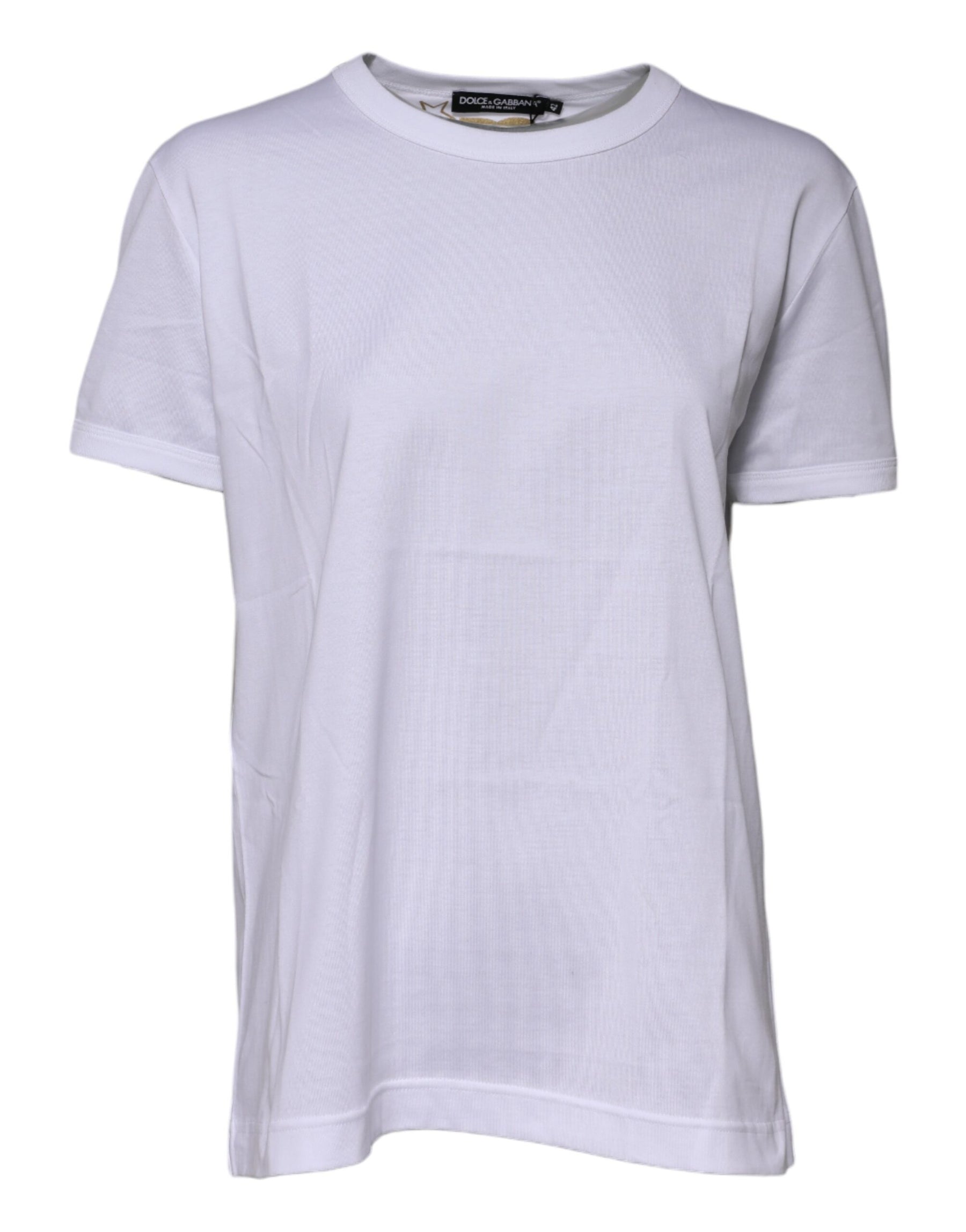 Dolce & Gabbana Weißes T-Shirt mit Rundhalsausschnitt aus Baumwolle Goodluck 2022