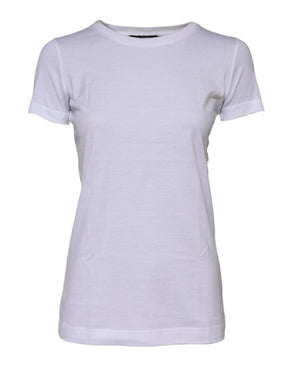 Dolce & Gabbana Weißes Baumwoll-T-Shirt mit Rundhalsausschnitt und kurzen Ärmeln