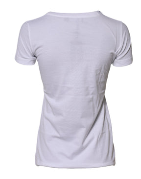 Dolce & Gabbana Weißes Baumwoll-T-Shirt mit Rundhalsausschnitt und kurzen Ärmeln