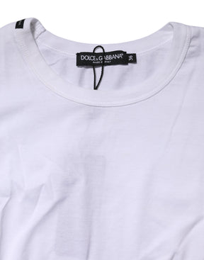 Dolce & Gabbana Weißes Baumwoll-T-Shirt mit Rundhalsausschnitt und Cropped Top