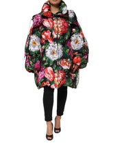Dolce & Gabbana Multicolor Floral Kapuzenpullimantel Jacke