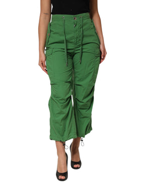 Dolce & Gabbana Grüne Cargo-Hose aus Baumwolle mit hoher Taille