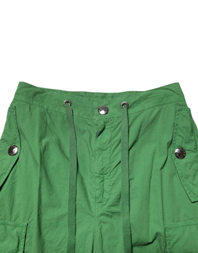 Dolce & Gabbana Grüne Cargo-Hose aus Baumwolle mit hoher Taille