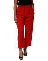 Dolce & Gabbana Rote HighWaist Straight Damen-Hosenhose