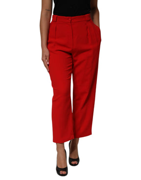 Dolce & Gabbana Rote HighWaist Straight Damen-Hosenhose