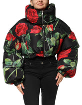 Dolce & Gabbana Multicolor Floral Puffer Mantel Full Zip Jacke