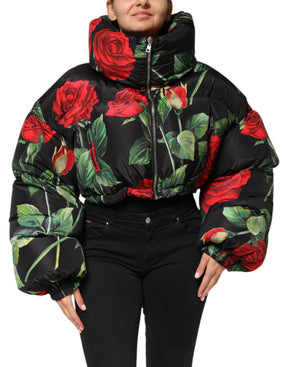 Dolce & Gabbana Multicolor Floral Puffer Mantel Full Zip Jacke