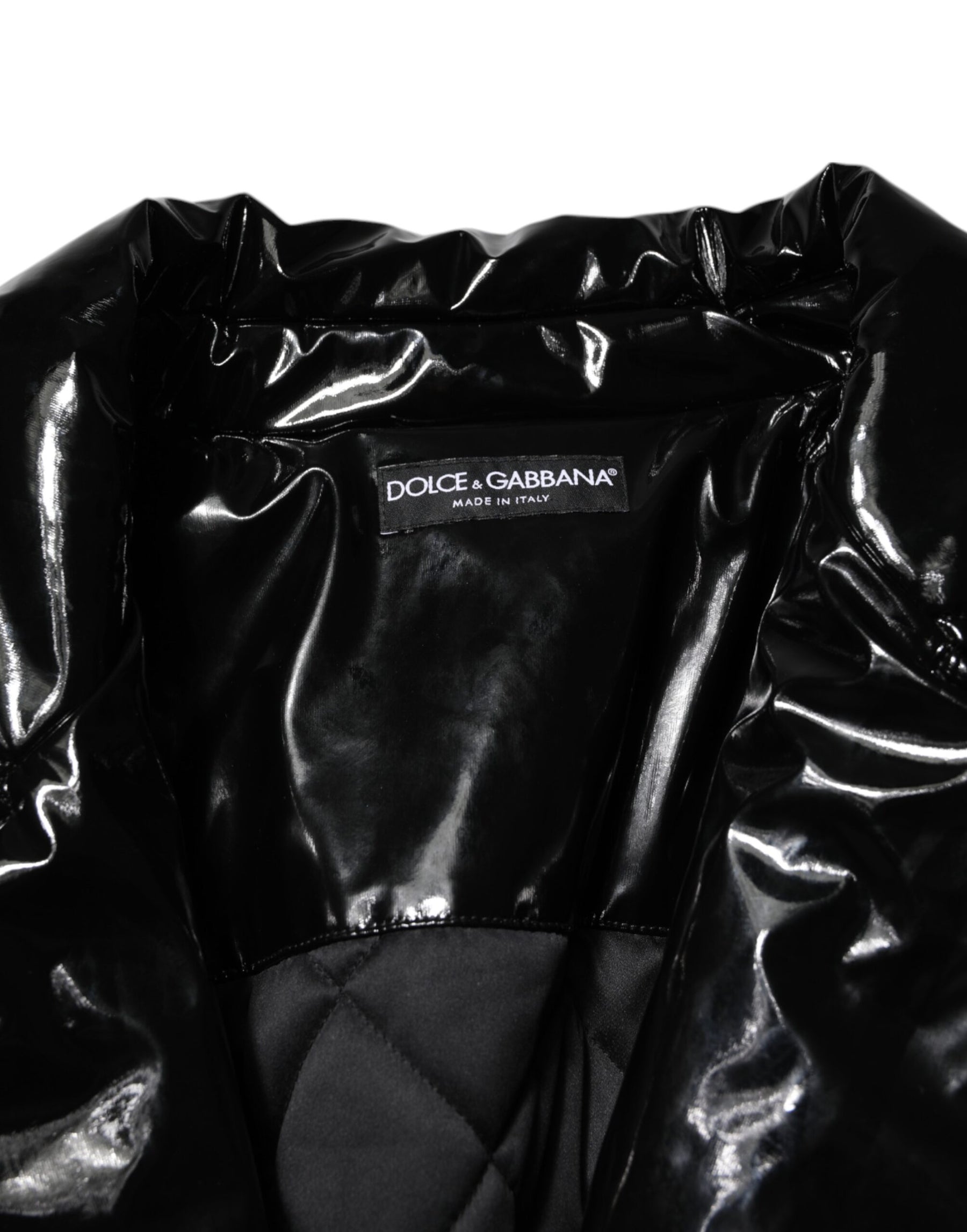 Dolce & Gabbana Polyester Schwarzer gesteppter Puffermantel Jacke