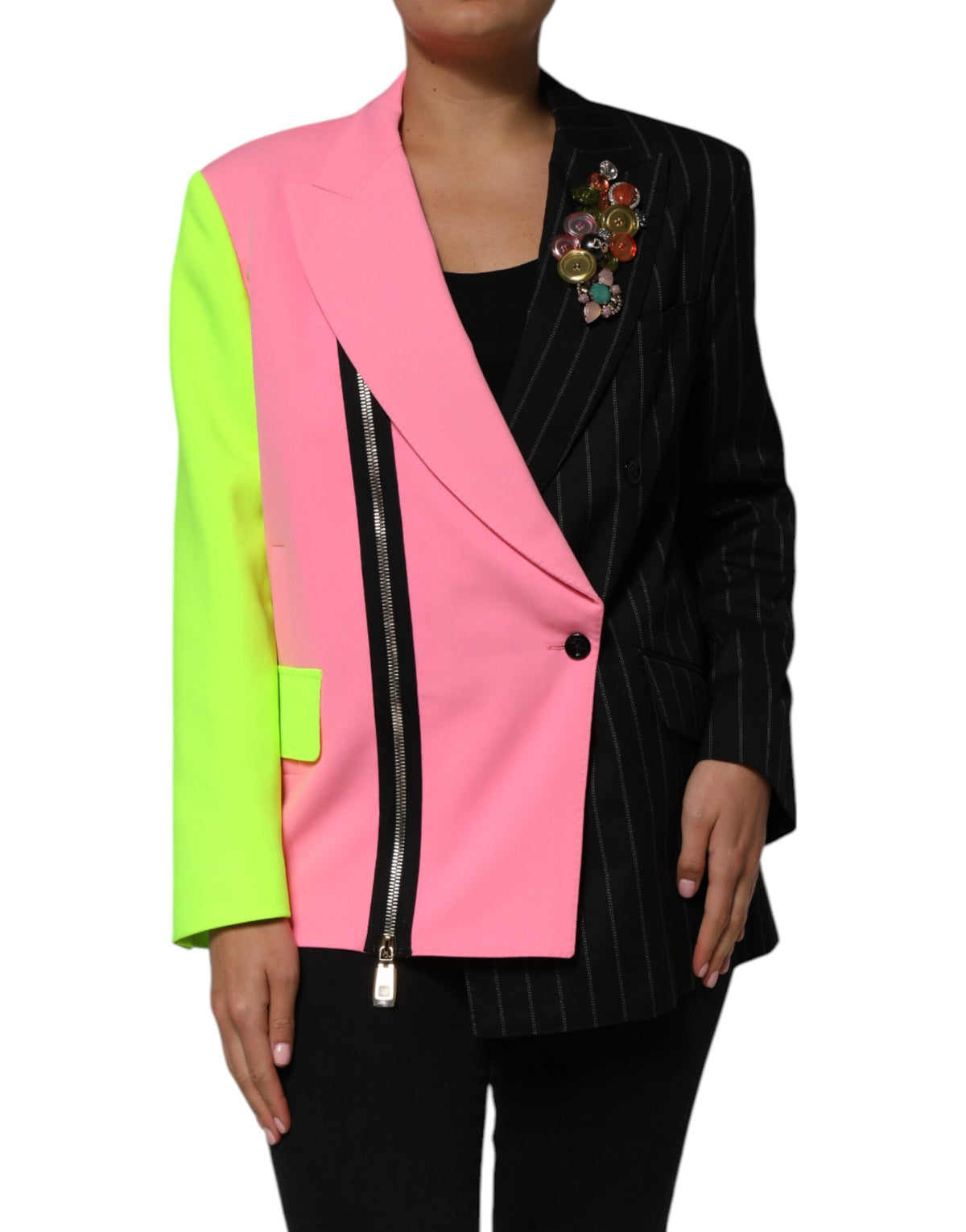Dolce & Gabbana Multicolor Patchwork verschönerte Manteljacke