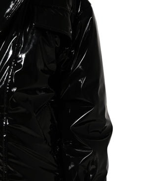 Dolce & Gabbana Schwarzer Polyester-Puffermantel mit Steppung Jacke