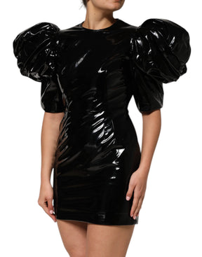 Dolce & Gabbana Schwarzes Bodycon-Mantel-Minikleid mit Puffärmeln