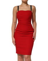 Dolce & Gabbana Rotes Stretch-Bodycon-Etuikleid in Knielänge