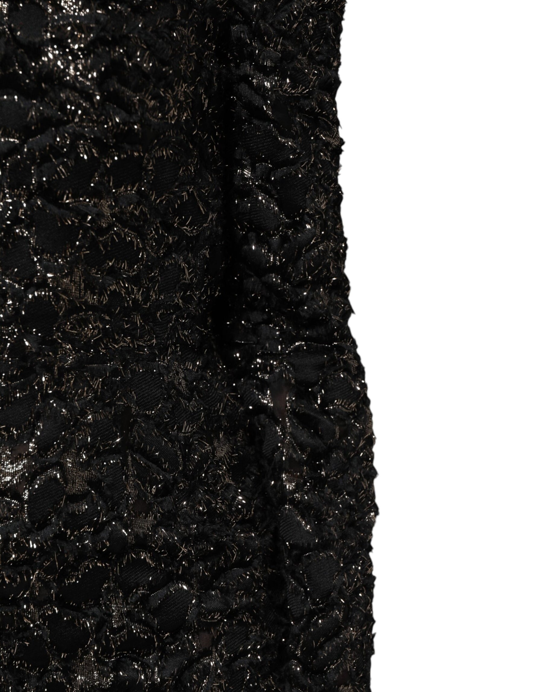 Dolce & Gabbana Schwarzes Pailletten-Bouclé-Tweed-Mantelkleid