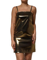 Dolce & Gabbana Metallic Gold Ärmelloses A-Linien-Minikleid