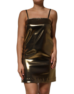 Dolce & Gabbana Metallic Gold Ärmelloses A-Linien-Minikleid