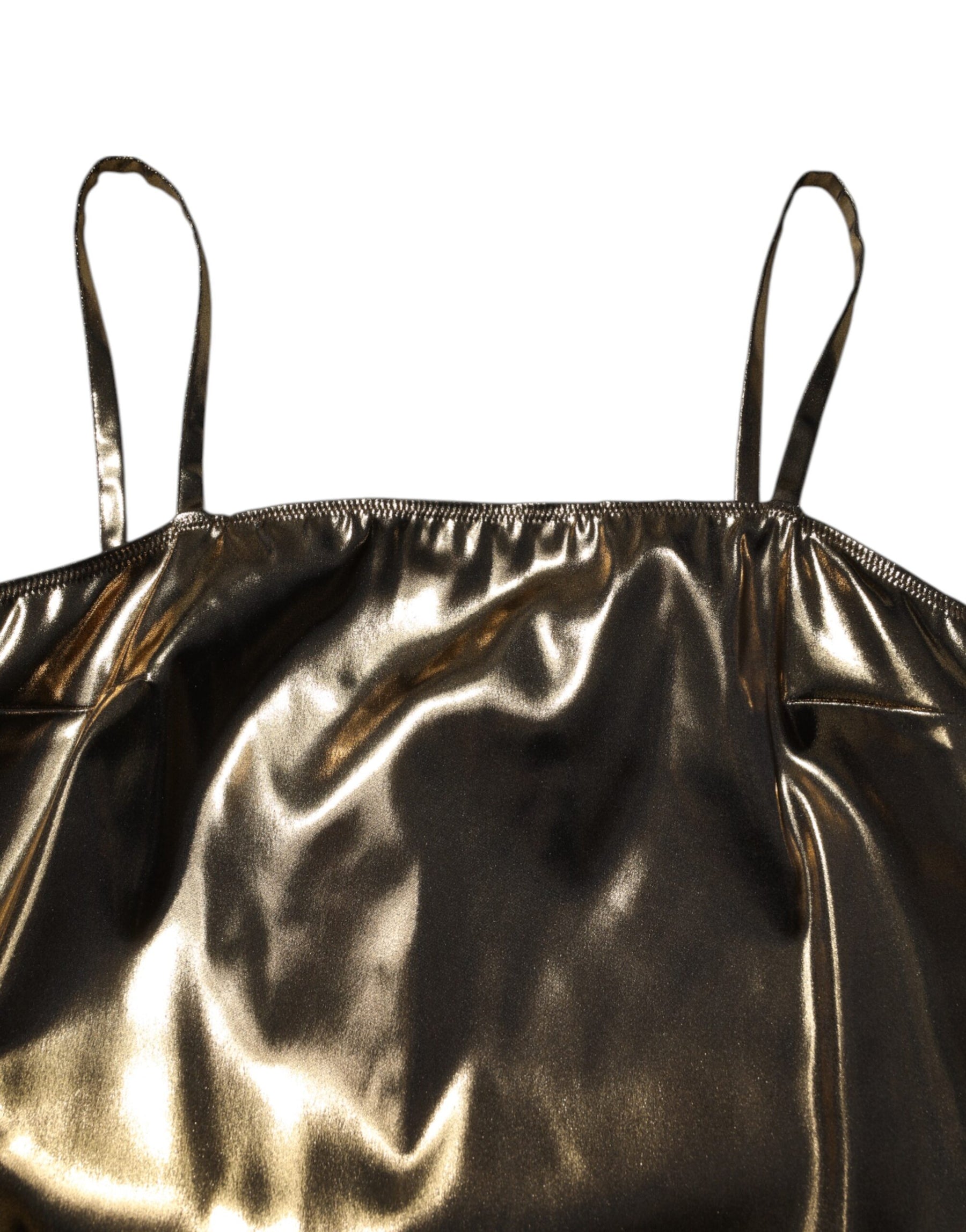Dolce & Gabbana Metallic Gold Ärmelloses A-Linien-Minikleid