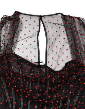 Dolce & Gabbana Schwarzes langärmeliges Etuikleid mit Spitzenbesatz