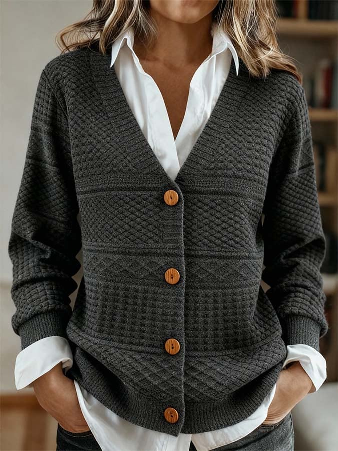 Warmer Damen Cardigan Anthrazit – Lässiger Winter Strickmantel