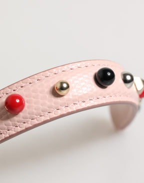 Dolce & Gabbana Hellrosa verschönerte Ledertasche mit Henkel und Schulterriemen