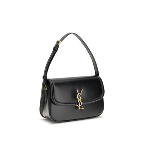 Saint Laurent Schwarze Kalbshaut Bos Taurus Schultertasche