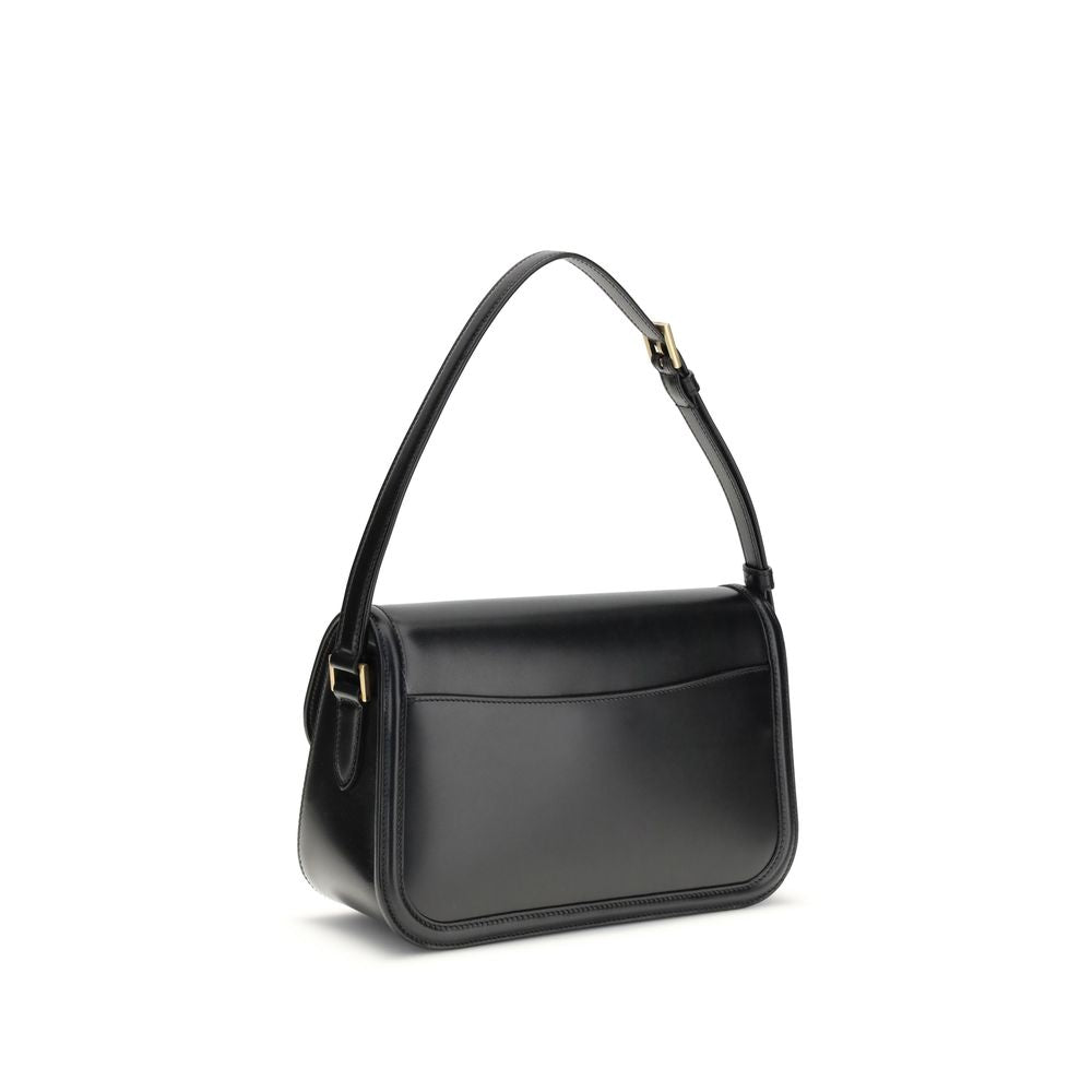 Saint Laurent Schwarze Kalbshaut Bos Taurus Schultertasche
