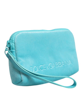 Dolce & Gabbana Hellblaue solide Logo-Kupplung-Sonnenbrillenhalter-Tasche