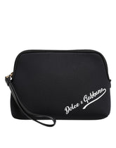 Dolce & Gabbana Schwarze solide Nylon DG LogoPrint Clutch Zip Borse Pouch Tasche