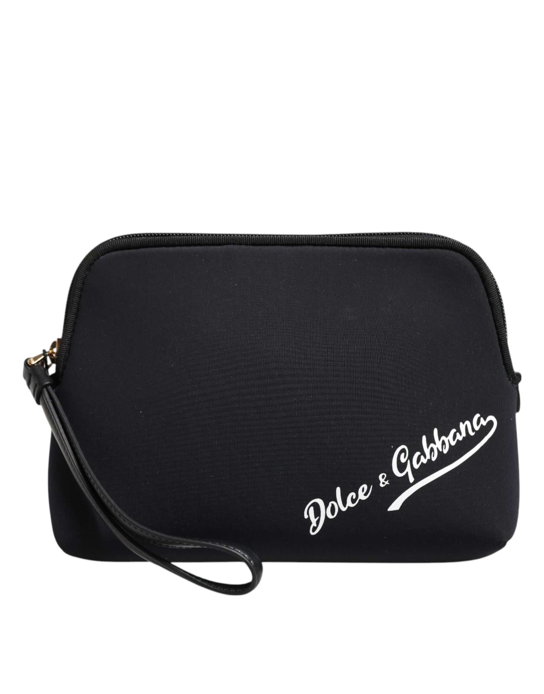 Dolce & Gabbana Schwarze solide Nylon DG LogoPrint Clutch Zip Borse Pouch Tasche