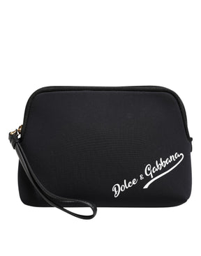 Dolce & Gabbana Schwarze solide Nylon DG LogoPrint Clutch Zip Borse Pouch Tasche