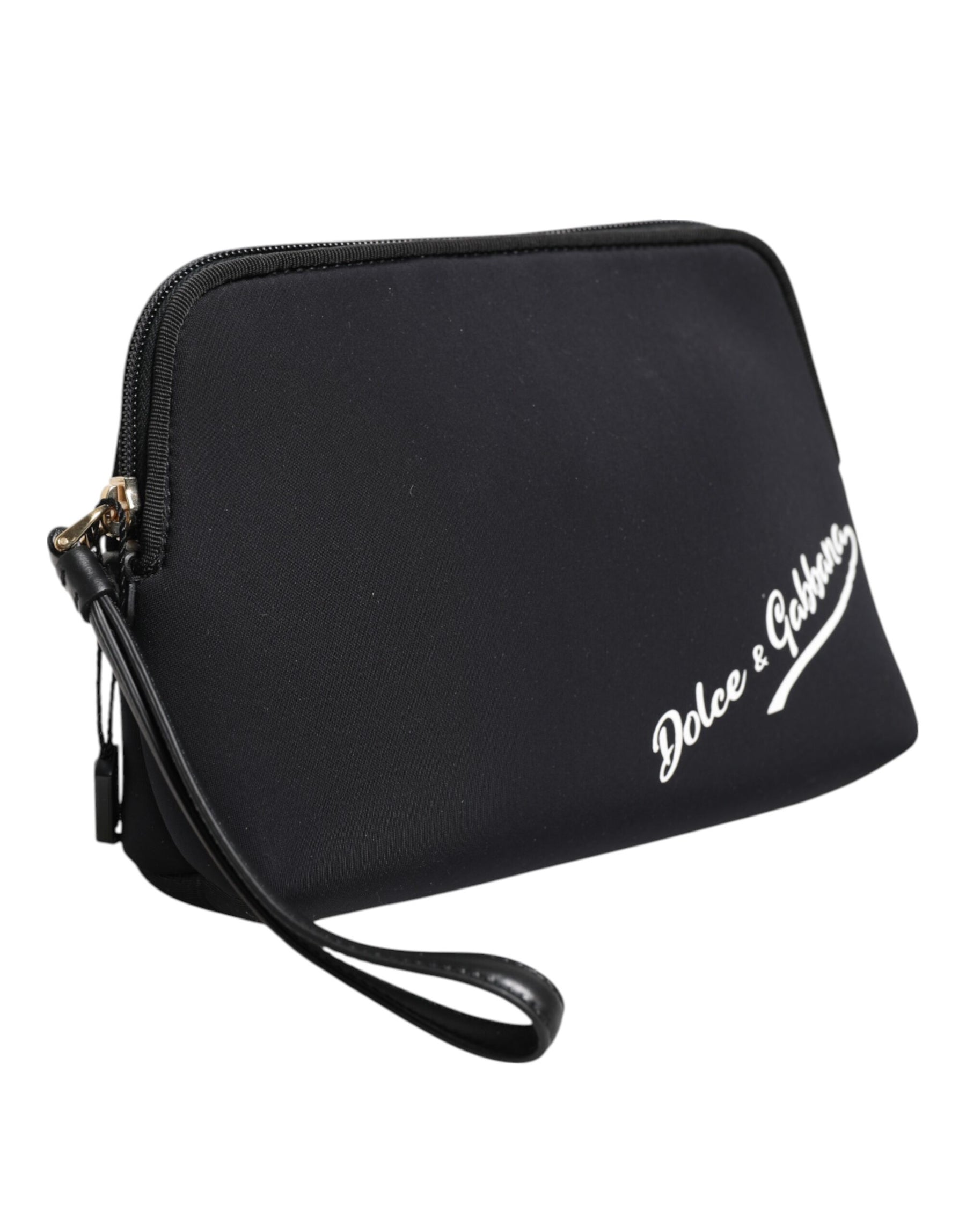 Dolce & Gabbana Schwarze solide Nylon DG LogoPrint Clutch Zip Borse Pouch Tasche