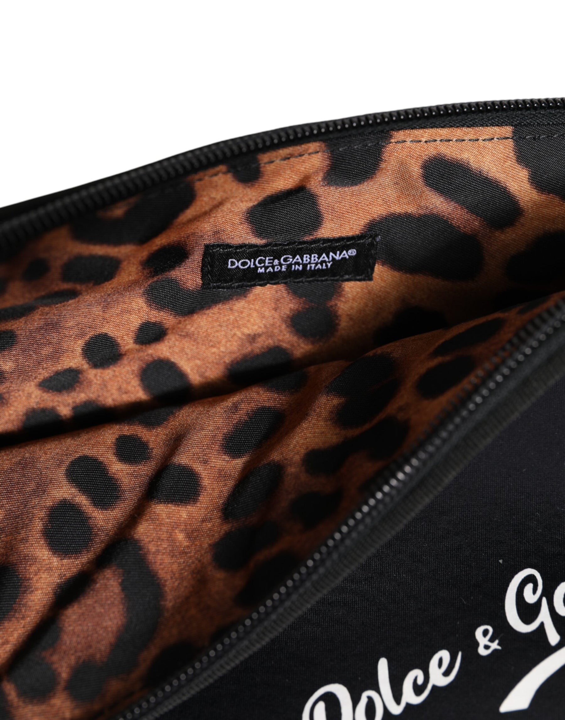 Dolce & Gabbana Schwarze solide Nylon DG LogoPrint Clutch Zip Borse Pouch Tasche