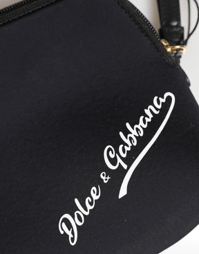Dolce & Gabbana Schwarze solide Nylon DG LogoPrint Clutch Zip Borse Pouch Tasche