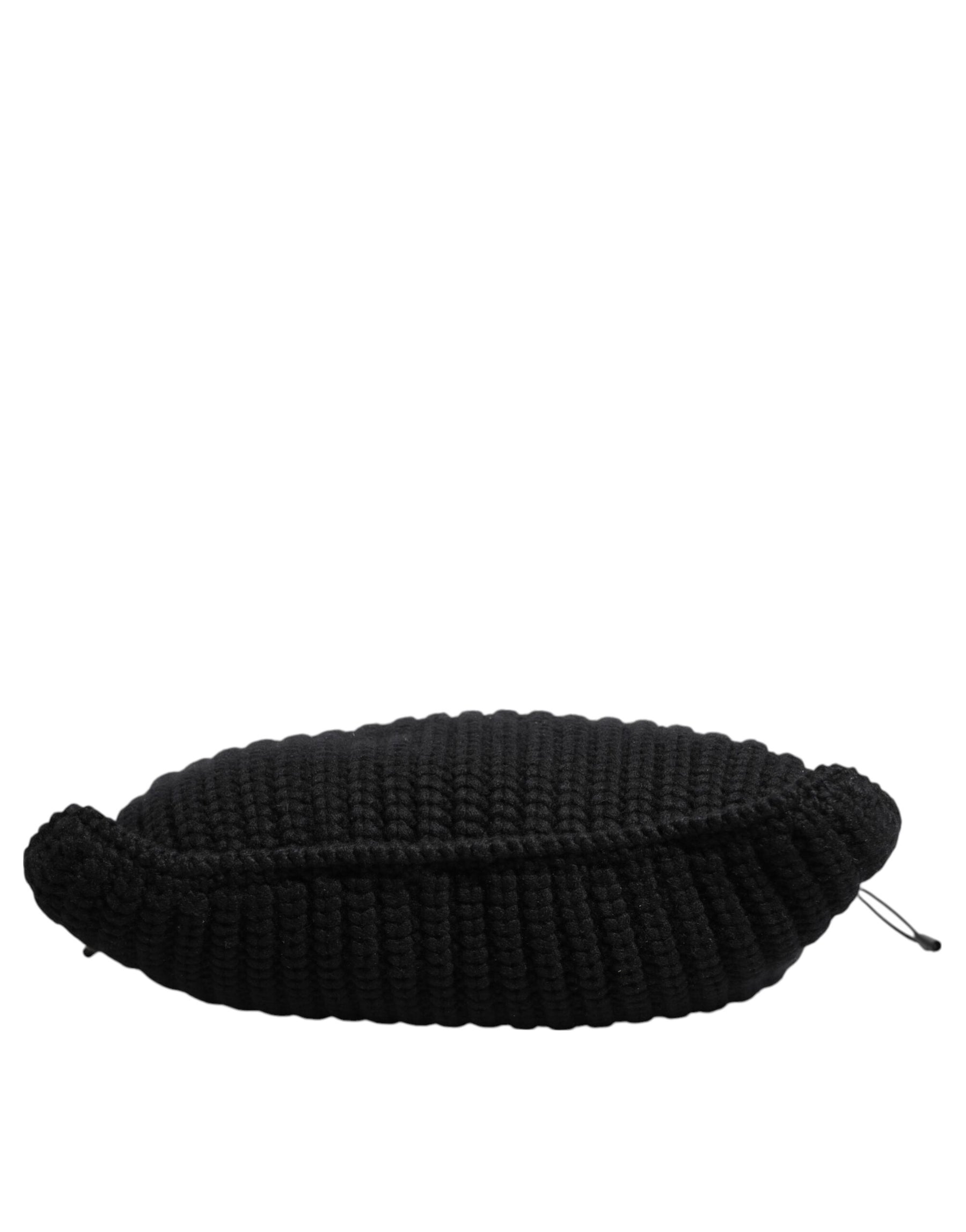 Dolce & Gabbana Schwarz Kaschmir gestrickt Leder Schulter Frauen Borse Tasche