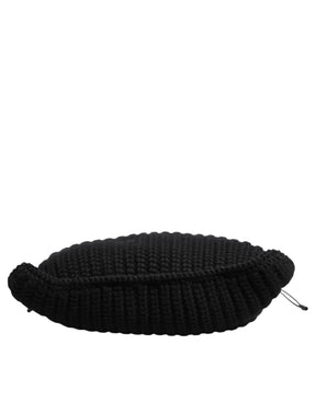 Dolce & Gabbana Schwarz Kaschmir gestrickt Leder Schulter Frauen Borse Tasche