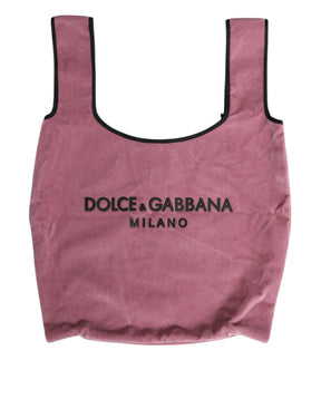 Dolce & Gabbana Rosa Baumwolle Samt DG MILANO Umhängetasche Borse Einkaufstasche