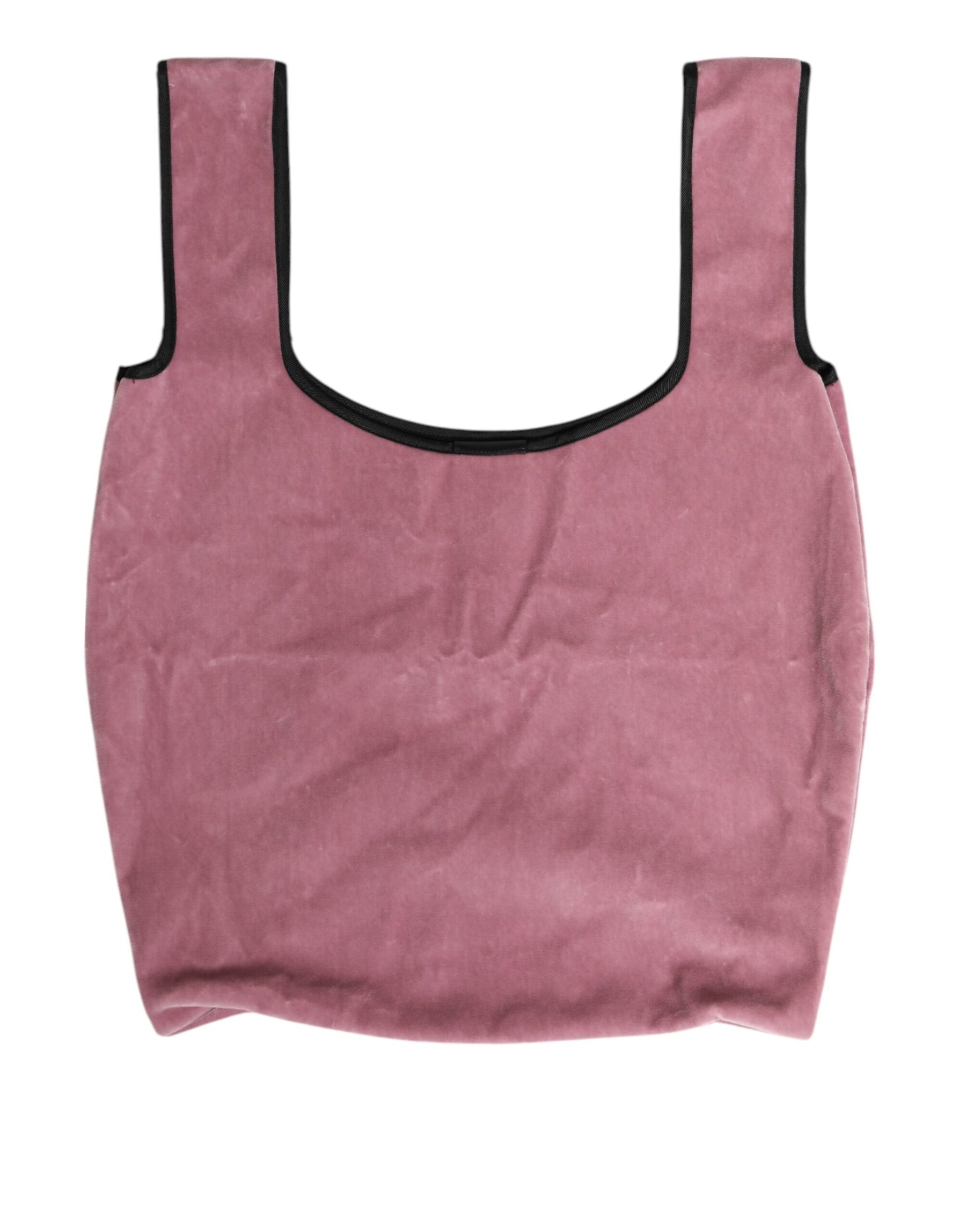 Dolce & Gabbana Rosa Baumwolle Samt DG MILANO Umhängetasche Borse Einkaufstasche