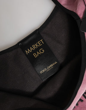 Dolce & Gabbana Rosa Baumwolle Samt DG MILANO Umhängetasche Borse Einkaufstasche