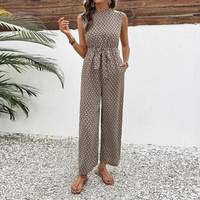 Stilvoller Brown Side Pocket ärmelloser Jumpsuit - Perfekt für den Herbst