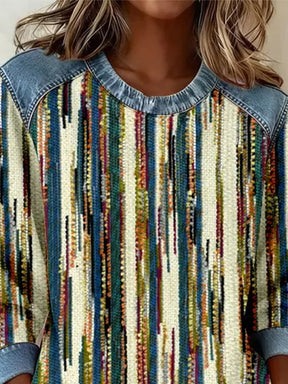Warmer Retro Streifen Pullover Sweatshirt Winter Damen