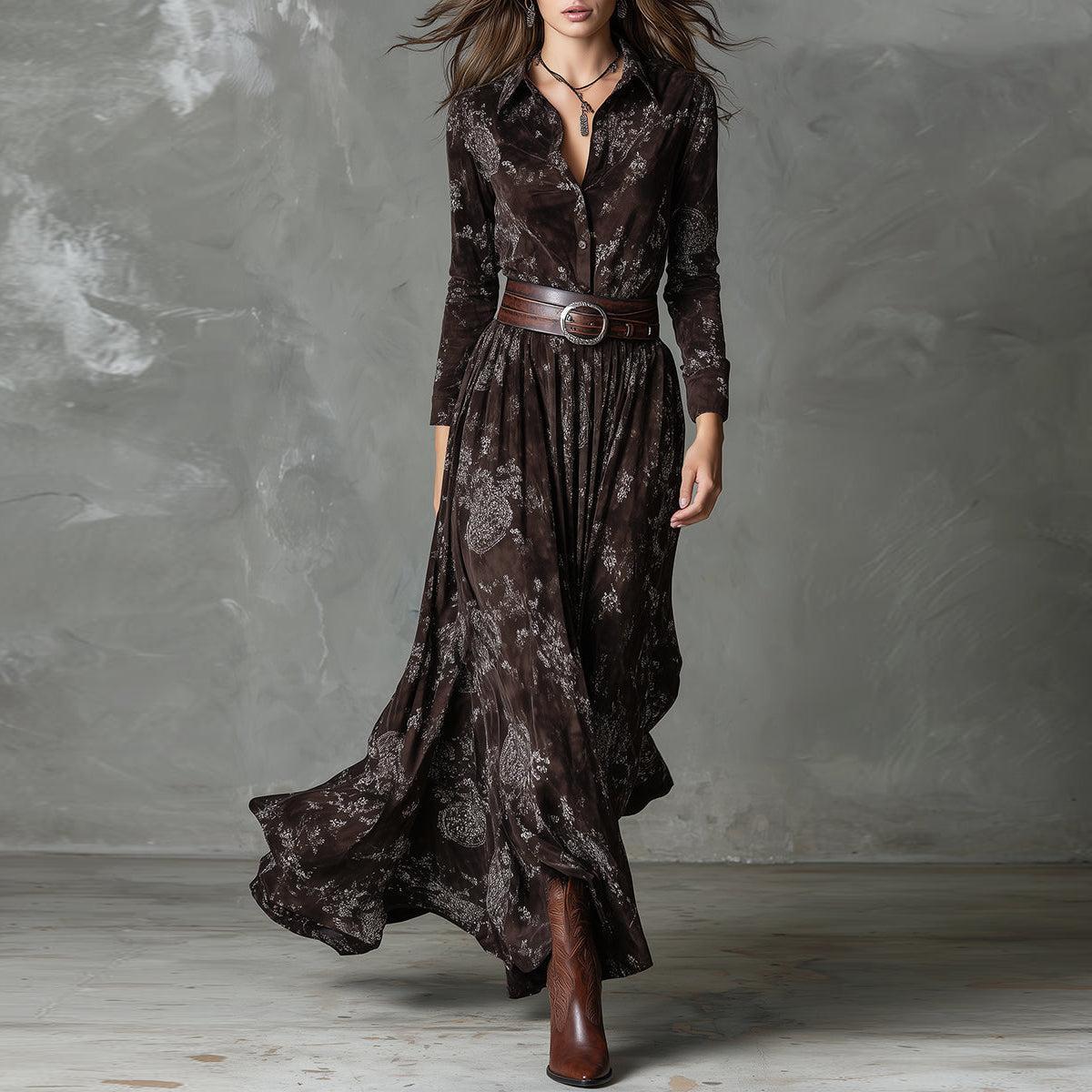 Herbstliches Boho Maxi-Kleid - Floral Print für stilvolle Eleganz