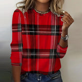 Winter Karo Longsleeve Rot – Kuscheliges Damen Shirt