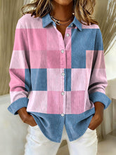 Kuscheliges Cordhemd Winter Pastell Rosa Blau Damen S–5XL