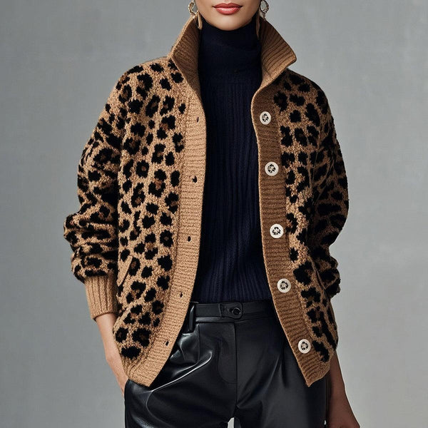 Herbstlicher Leopard Print Cardigan - Stil trifft Wärme und Komfort