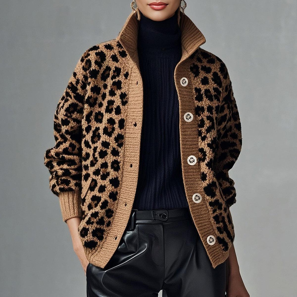 Herbstlicher Leopard Print Cardigan - Stil trifft Wärme und Komfort