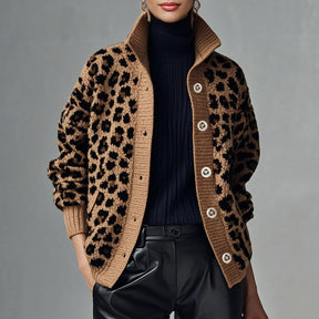 Herbstlicher Leopard Print Cardigan - Stil trifft Wärme und Komfort
